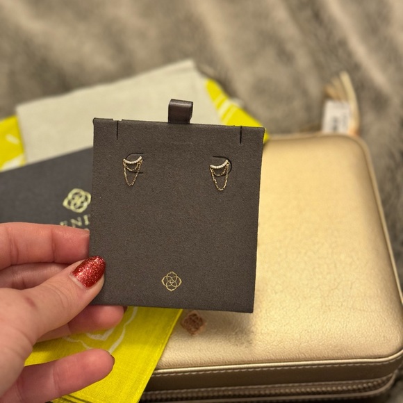 Kendra Scott 14K Gold and White Diamond Nora Studs - Picture 2 of 3